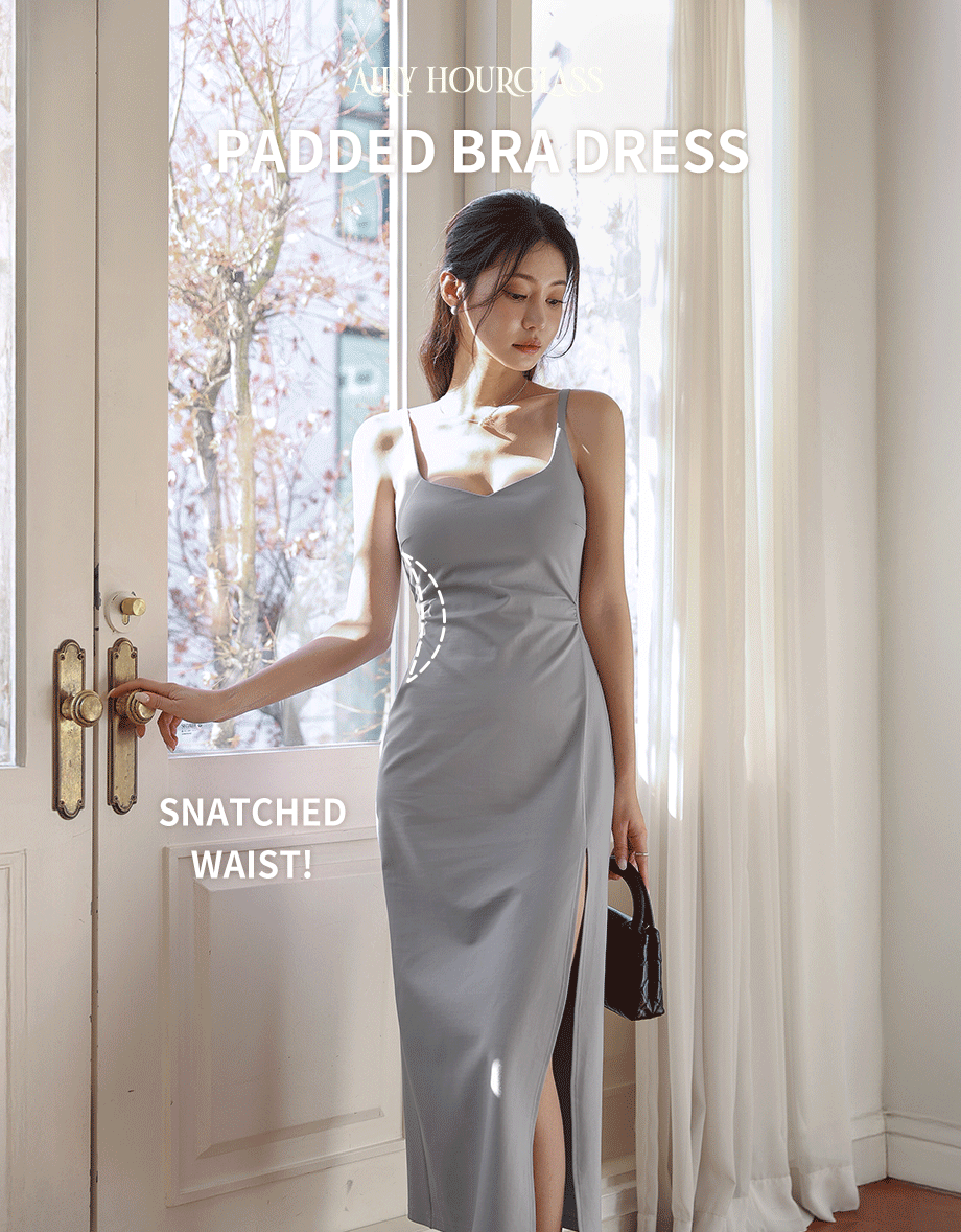 AIRY HOURGLASS Cooling Fabric Side Slit Spaghetti Strap Cami Maxi Dress